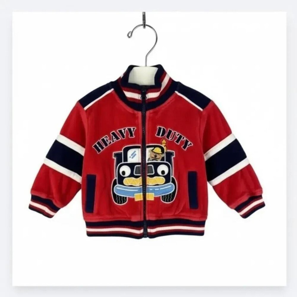 Vintage Baby Togs Heavy Duty Truck Velour Zip-Up Jacket size 6-9 Months